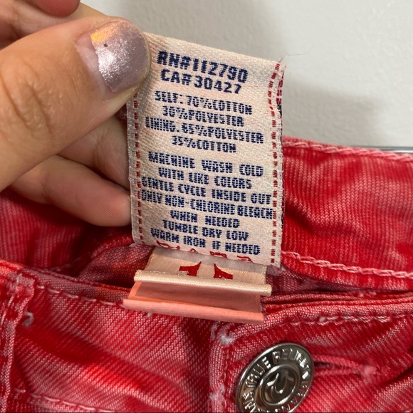 True Religion Straight Leg Low Rise Red Jeans Size 25 - Picture 4 of 9
